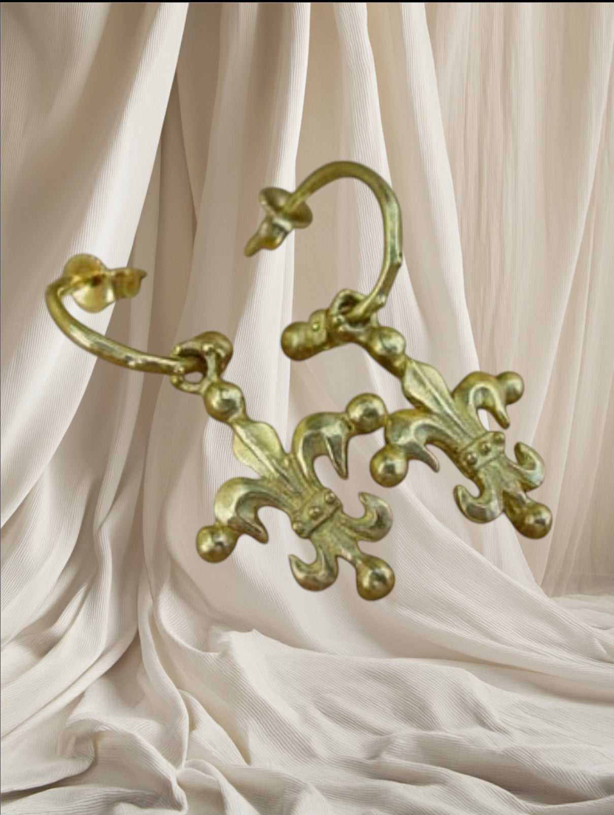 Earrings Gold Fleur De Lis on Hoops