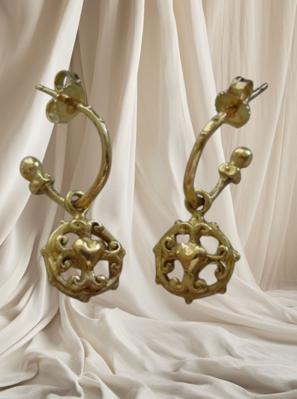 Gold Frame Heart Gothic Earrings