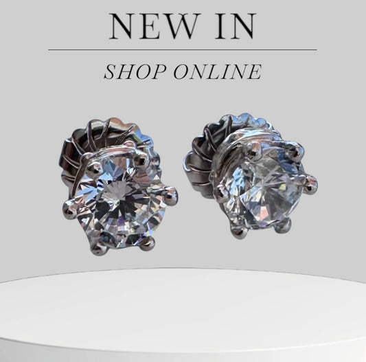 CROWN STUD EARRINGS & CZ
