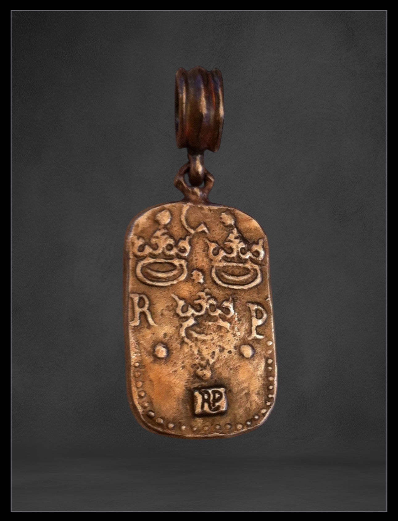 Pendant - Bronze Fleur De Lis Dog Tag Cross