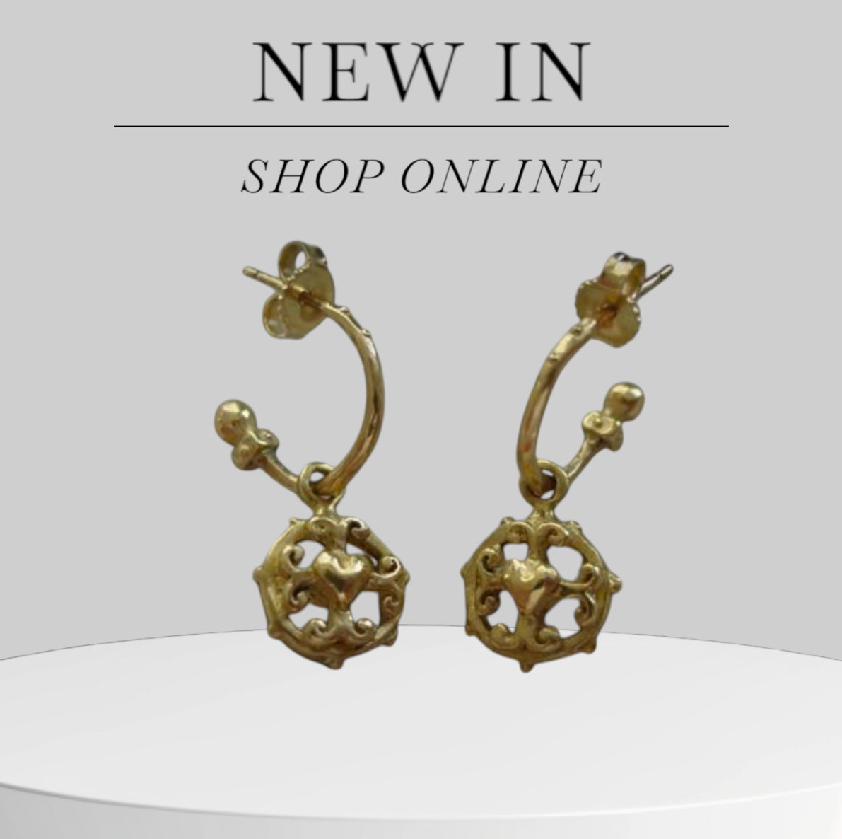 Gold Frame Heart Gothic Earrings