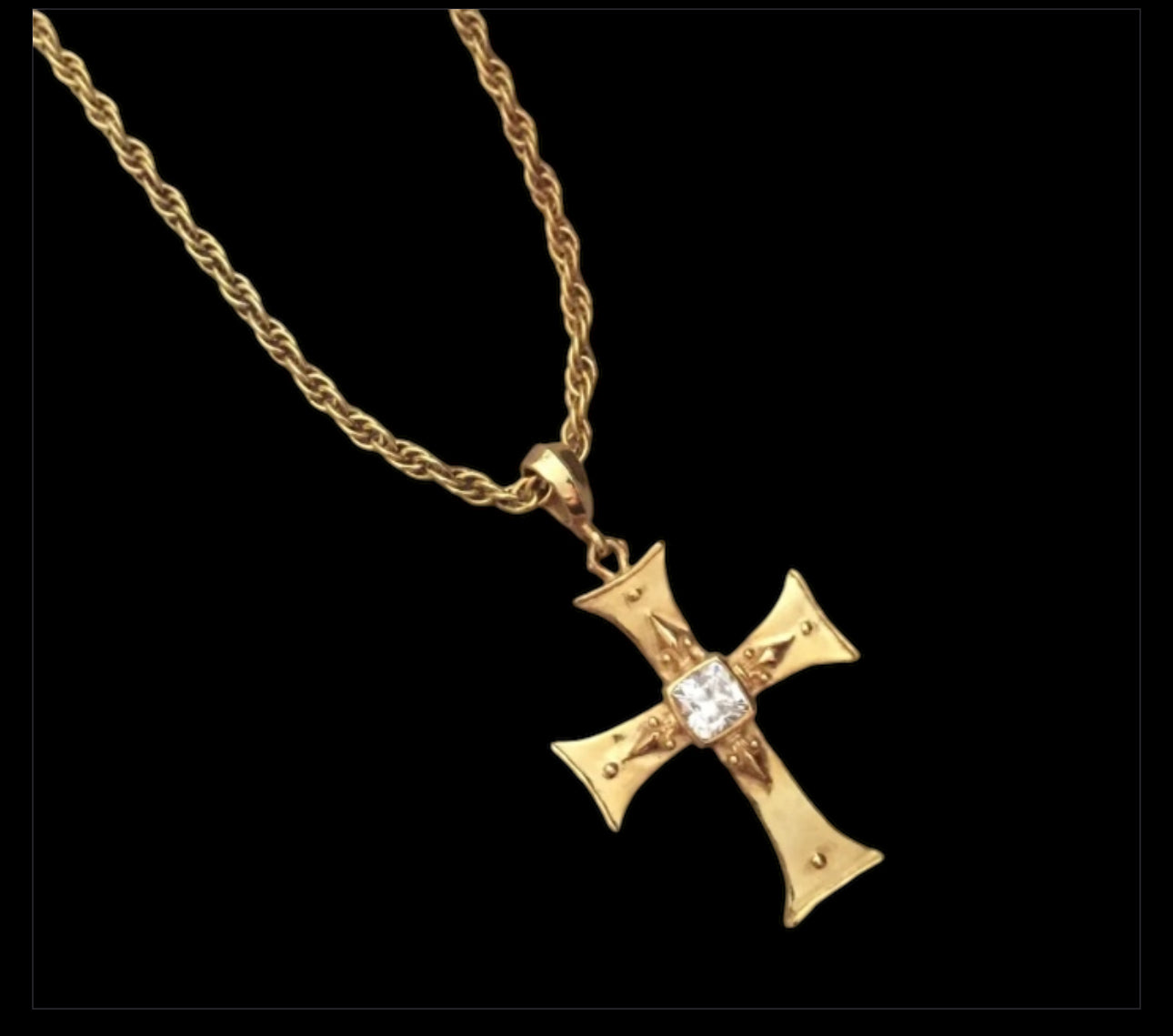 Necklace - Golden Cross with CZ