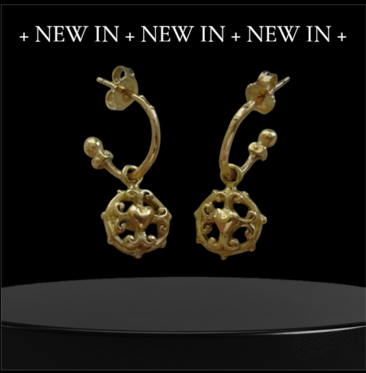 Gold Frame Heart Gothic Earrings