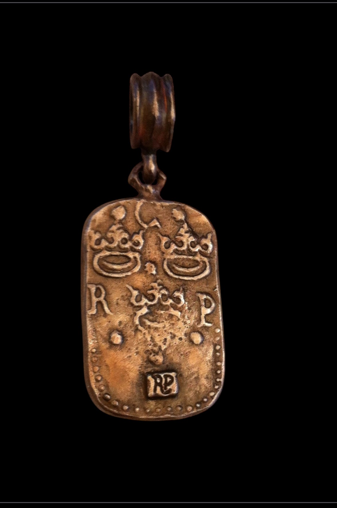 Pendant - Bronze Fleur De Lis Dog Tag Cross