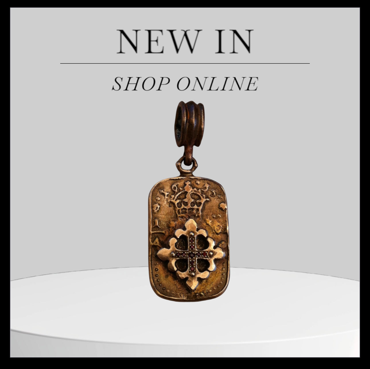 Pendant - Bronze Fleur De Lis Dog Tag Cross