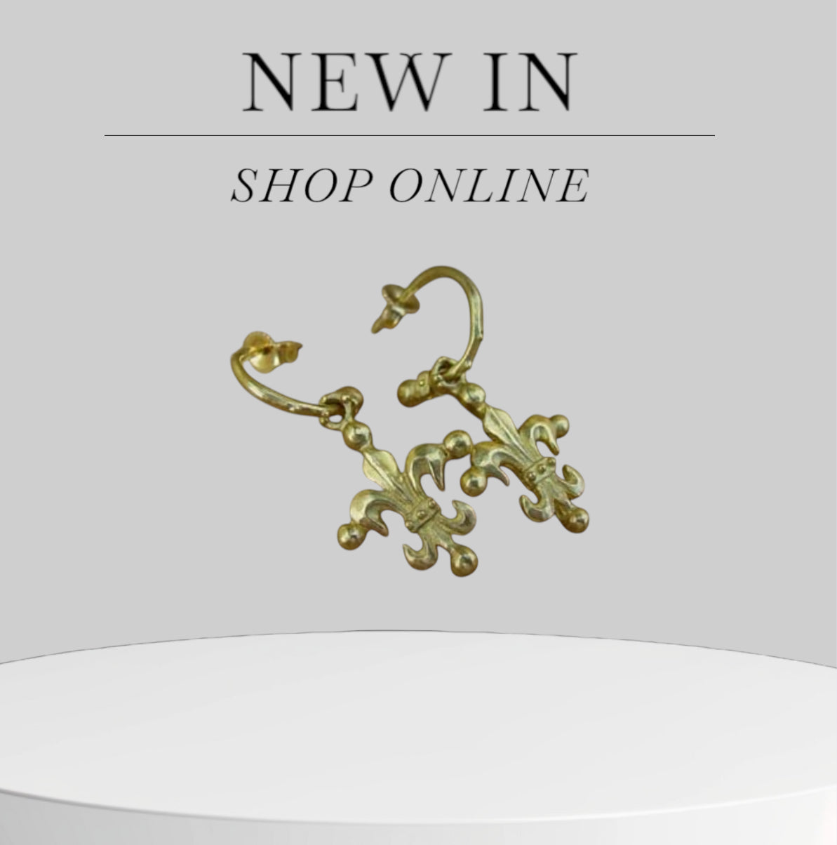 Earrings Gold Fleur De Lis on Hoops