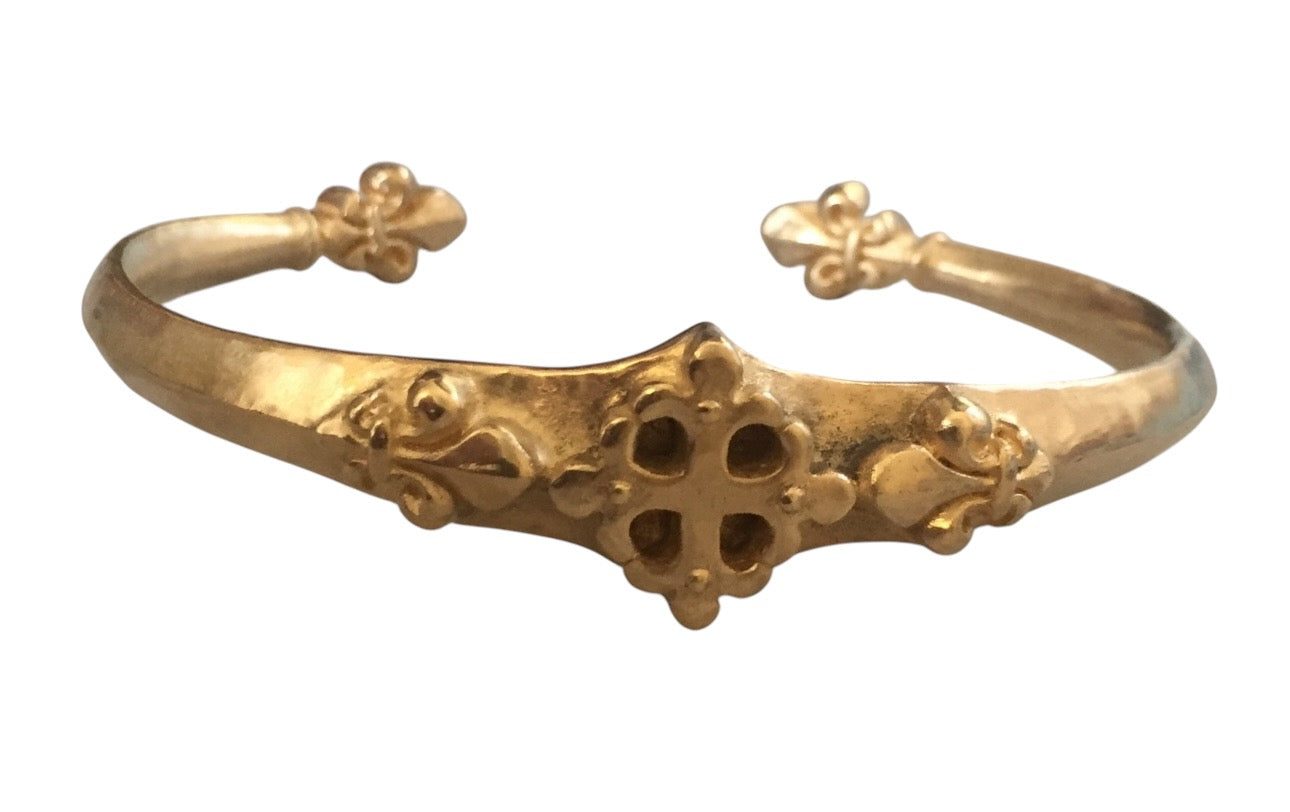 Bracelet - Gold Renaissance Fleur de Lis cuff