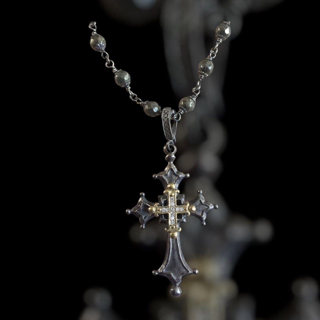 Necklace - Diamond Gold Cross Center