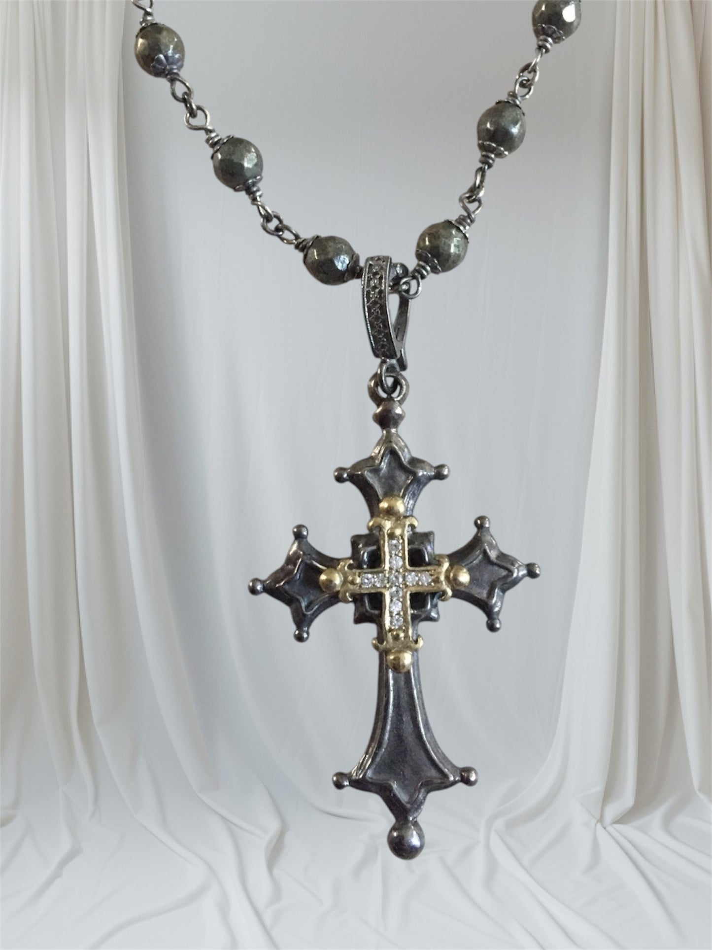 Necklace - Diamond Gold Cross Center