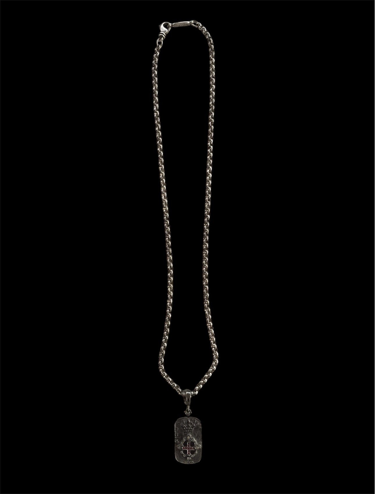 Necklace - Dog Tag with FDL Diamond & Ruby Cross