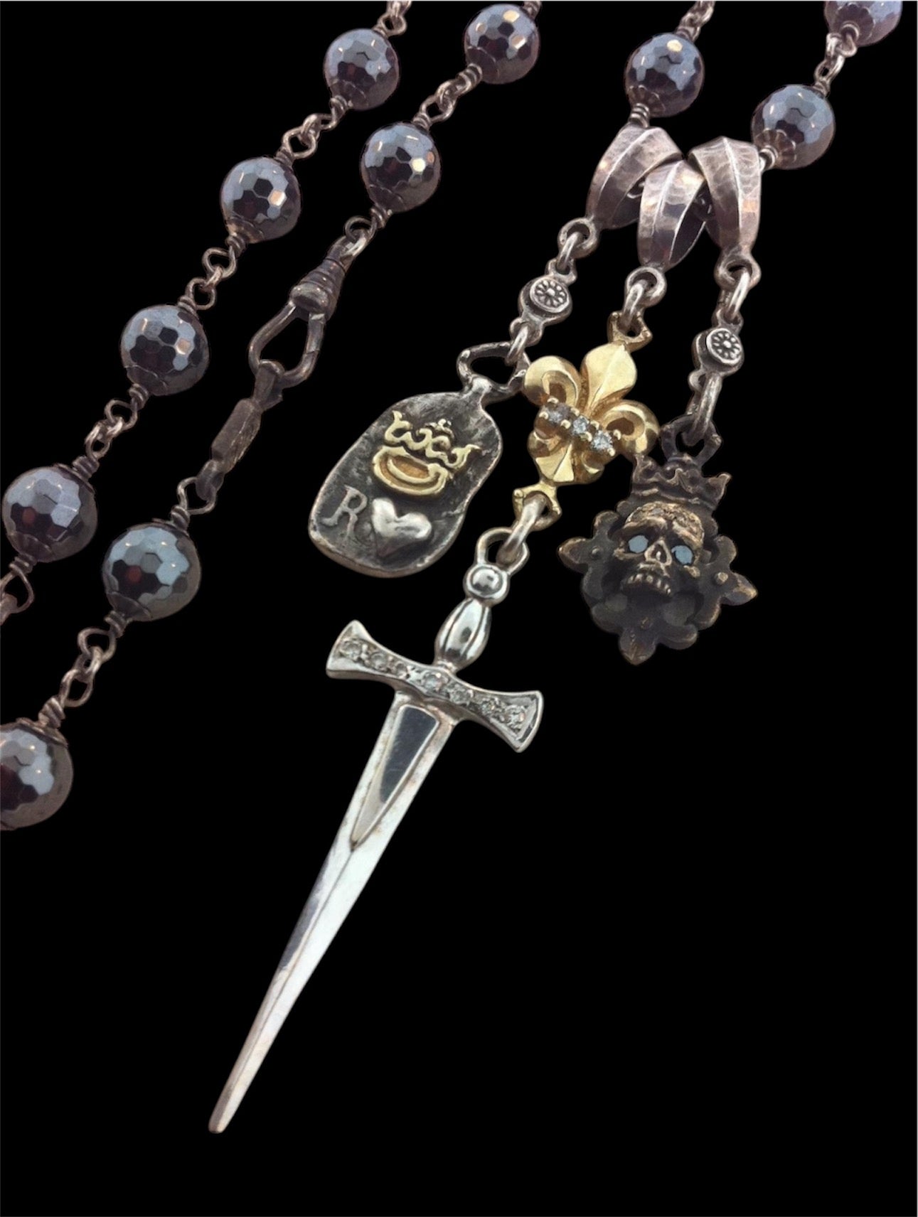 Necklace - Gold Silver & Bronze Multi Charm