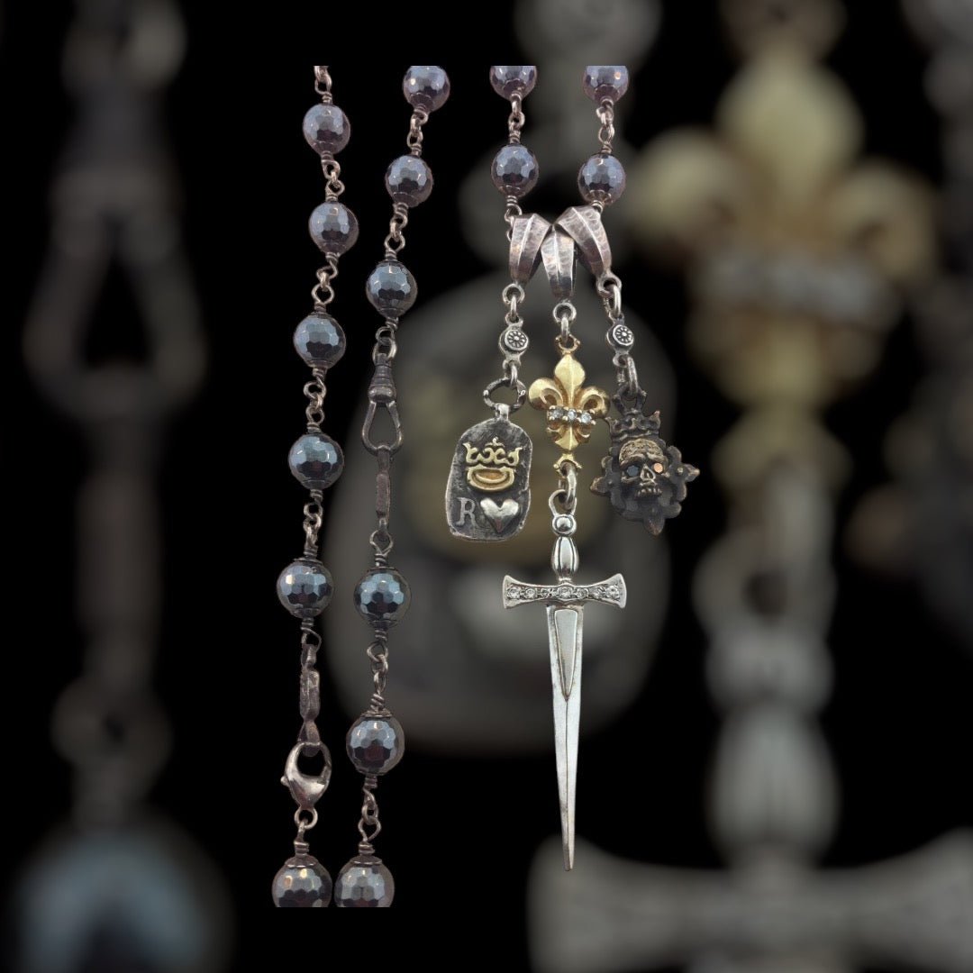 Necklace - Gold Silver & Bronze Multi Charm