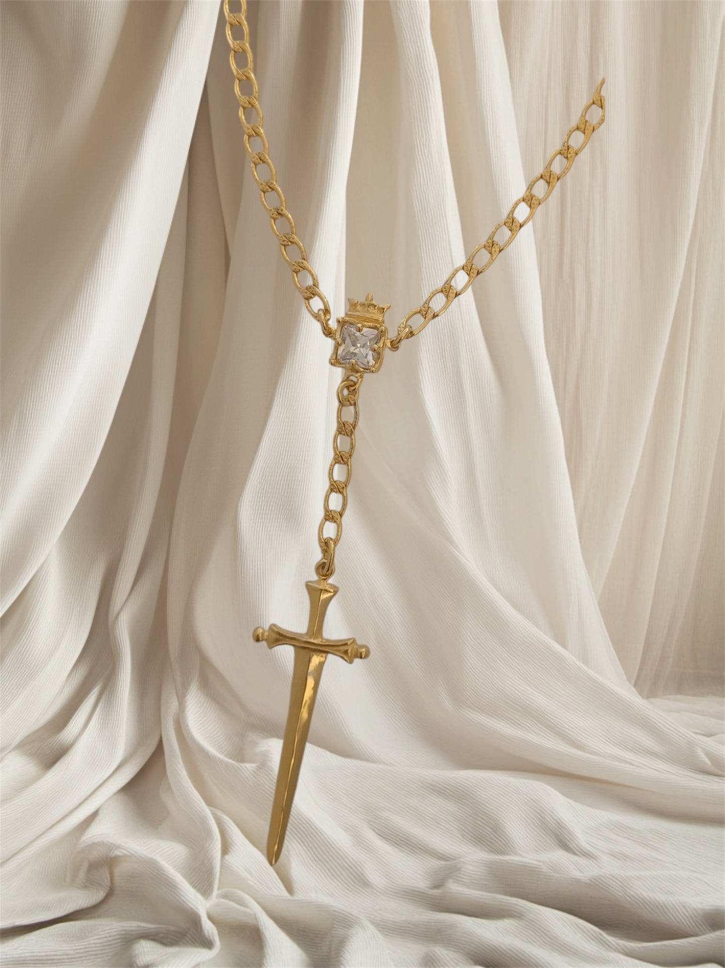 Necklace - Sword with Crowned Frame