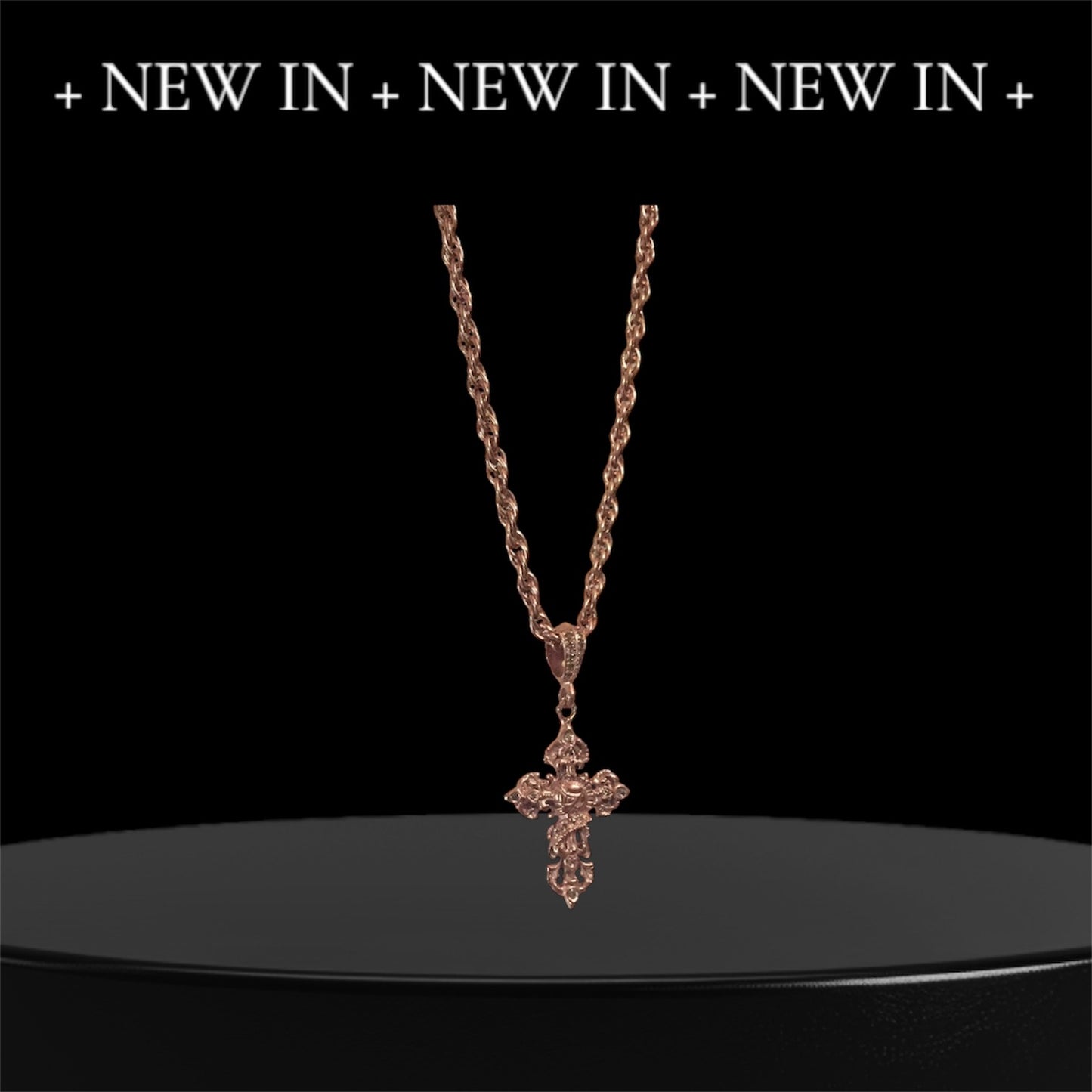 Necklace - Rosegold Silver Knight Cross