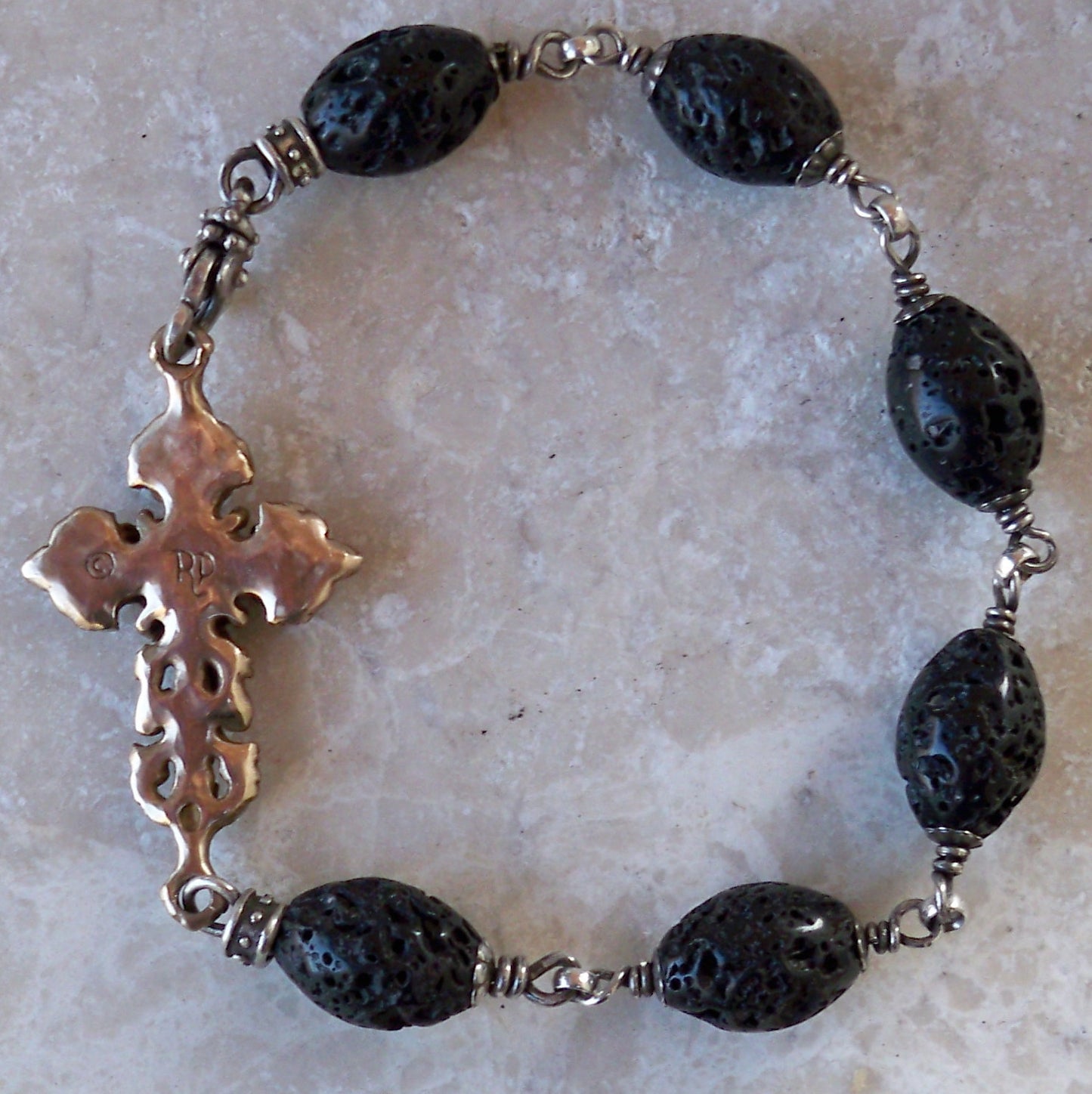 Bracelet Bronze Knight Cross with Rubies
