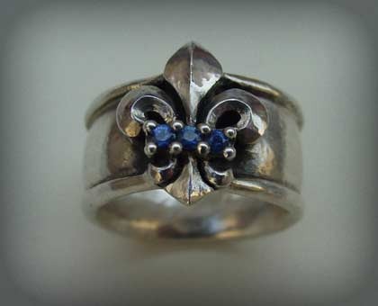 Ring - Silver Blue Sapphire Fleur De Lis by Roman Paul