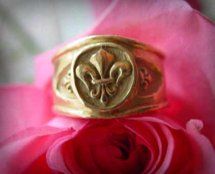 Yellow Gold Fleur De Lis Ring by Roman Paul