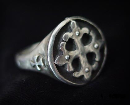 Sterling Silver Fleur De Lis Cross Ring