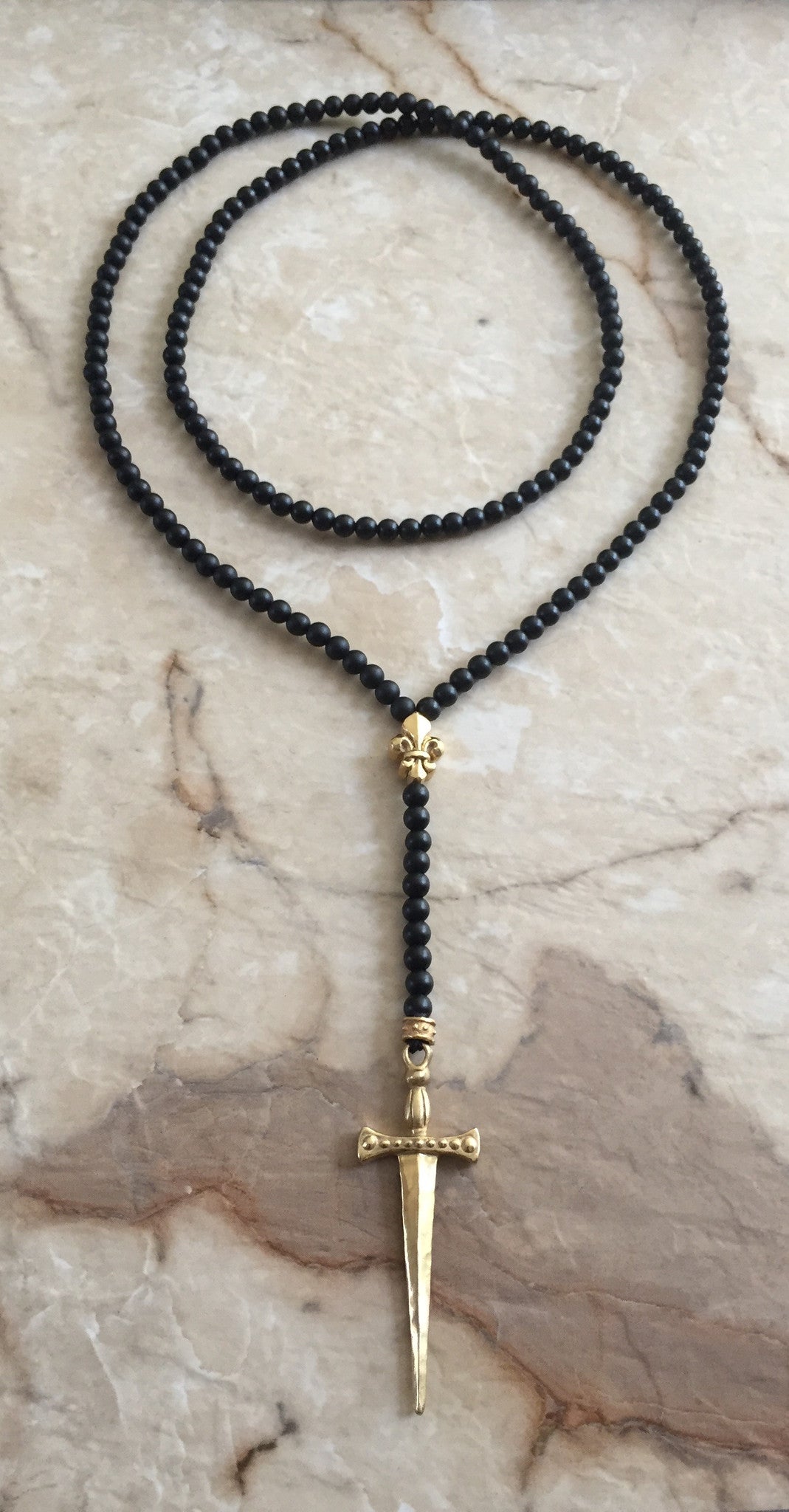 Plated Sword & Fleur de Lis with Onyx by Roman paul