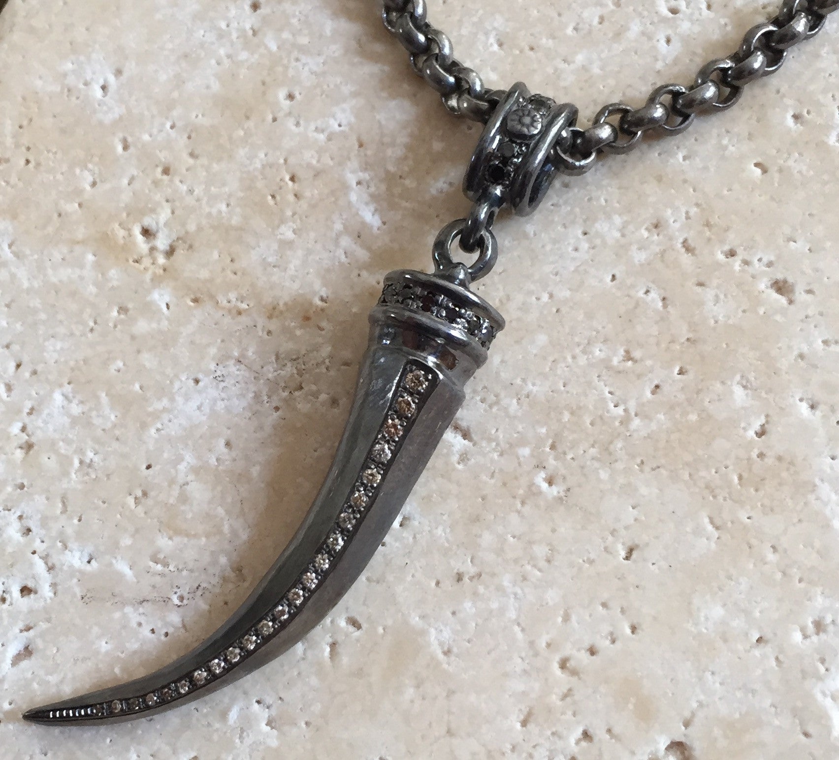 Necklace - Diamond Italian Horn by Roman Paul