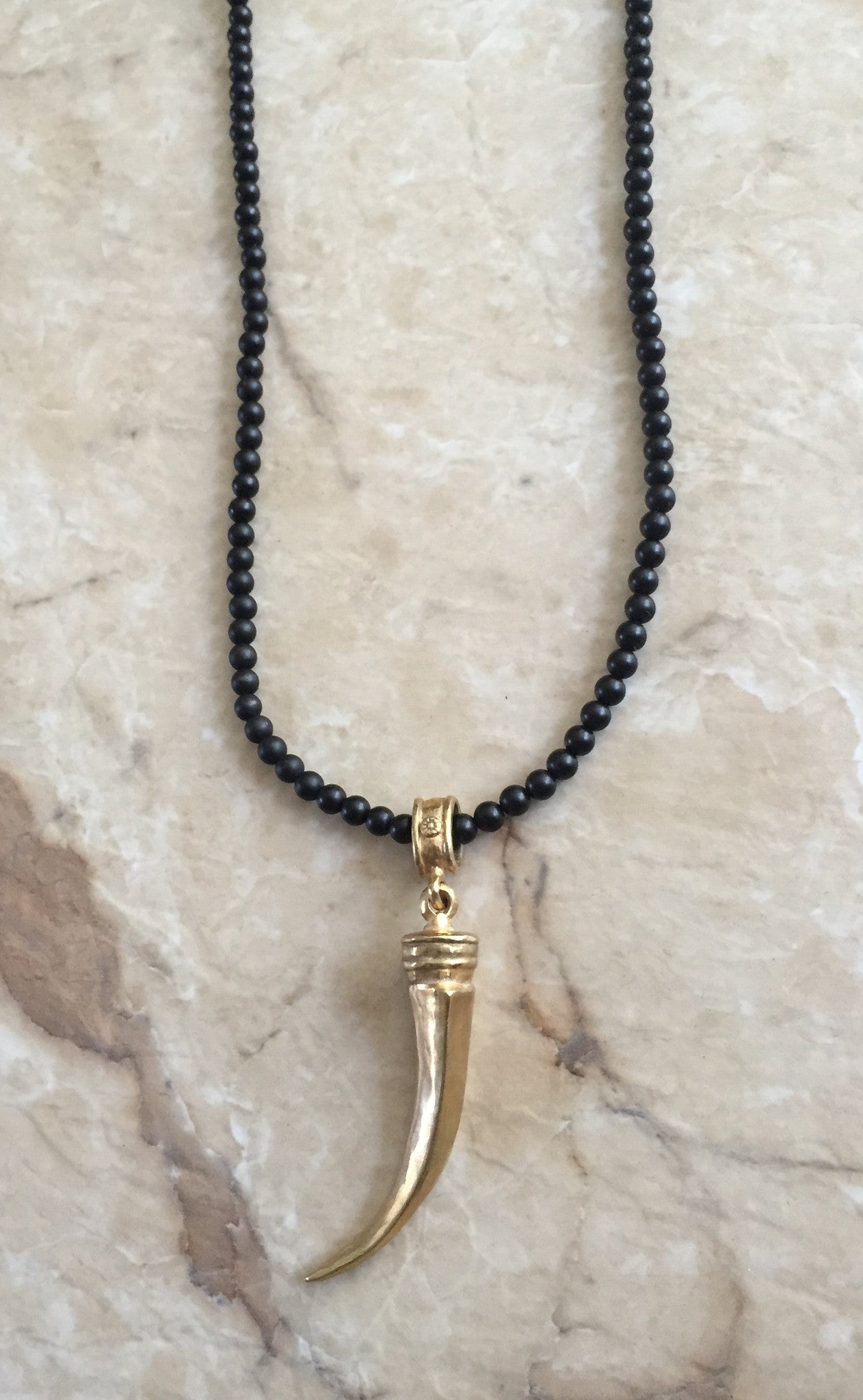 Necklace - Bronze 18k plated Italian Horn by Roman Paul