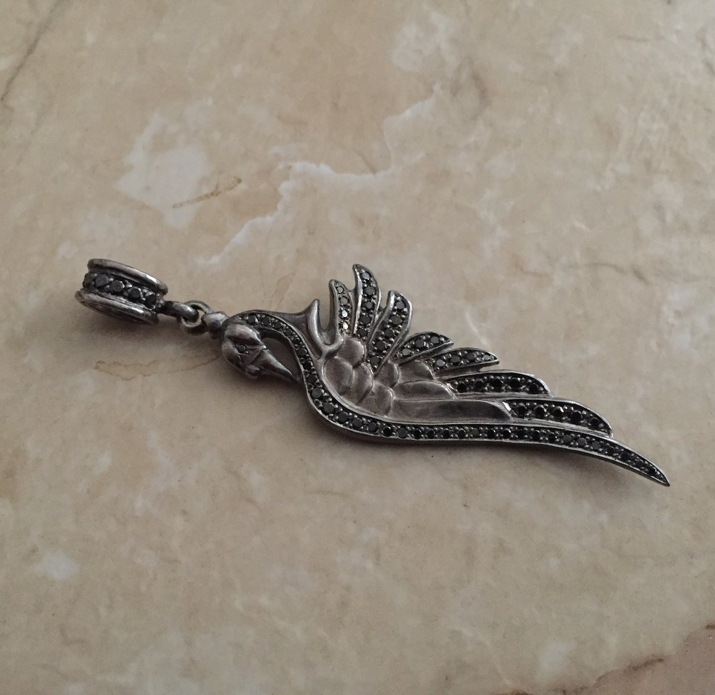 Pendant - Black Swan with Black Diamonds by Roman Paul