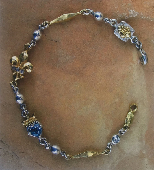 Fleur de Lis & Blue Delfin Heart