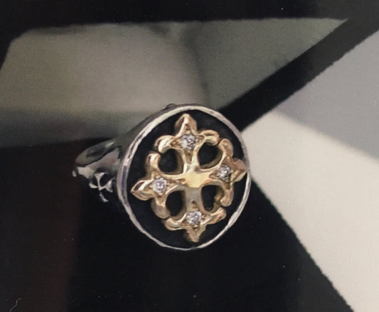 FLEUR DE LIS CROSS RING