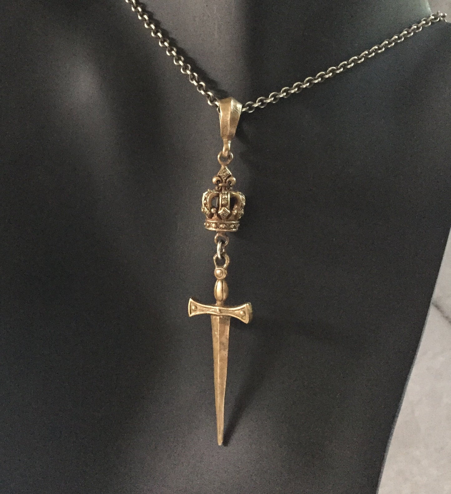 Necklace - Crown and Sword and Diamonds by Roman Paul