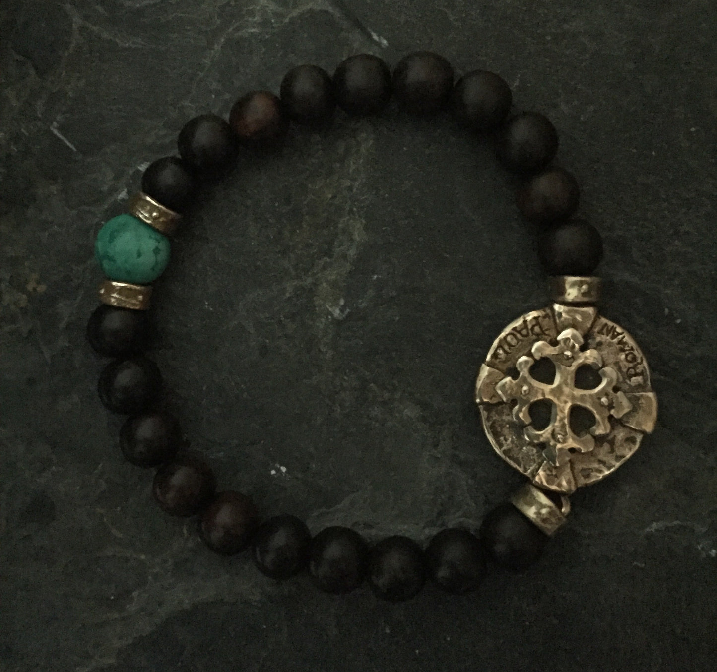 Bracelet - Bronze Cross Medallion & Turquoise