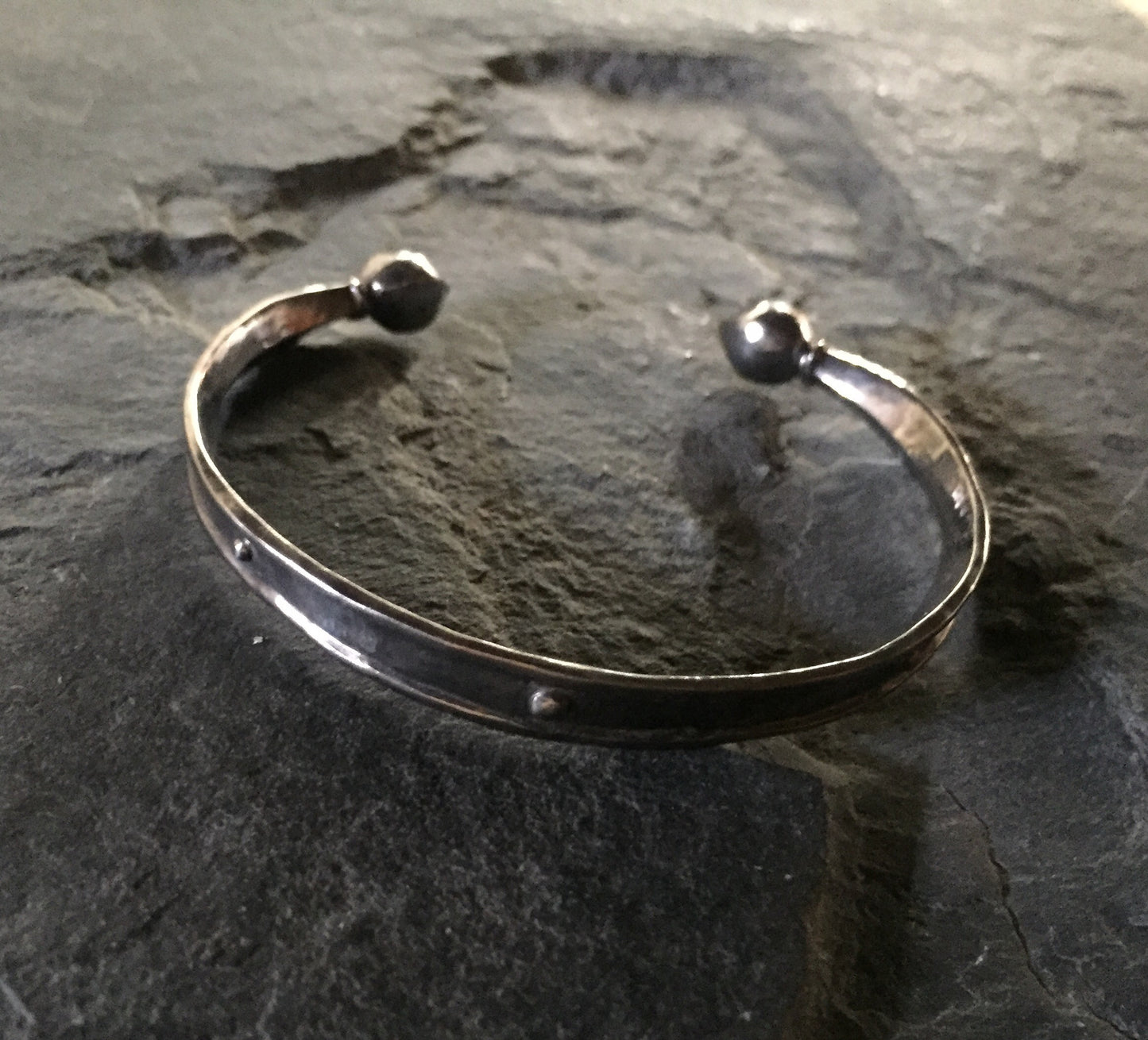 Bracelet - Black Diamond Silver Cuff