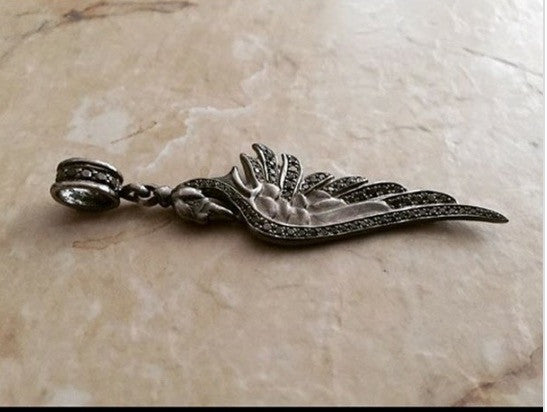 Pendant - Black Swan with Black Diamonds