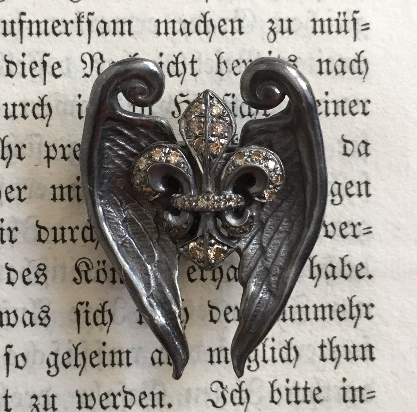 Brooch - Fleur De Lis Sterling Silver Diamonds