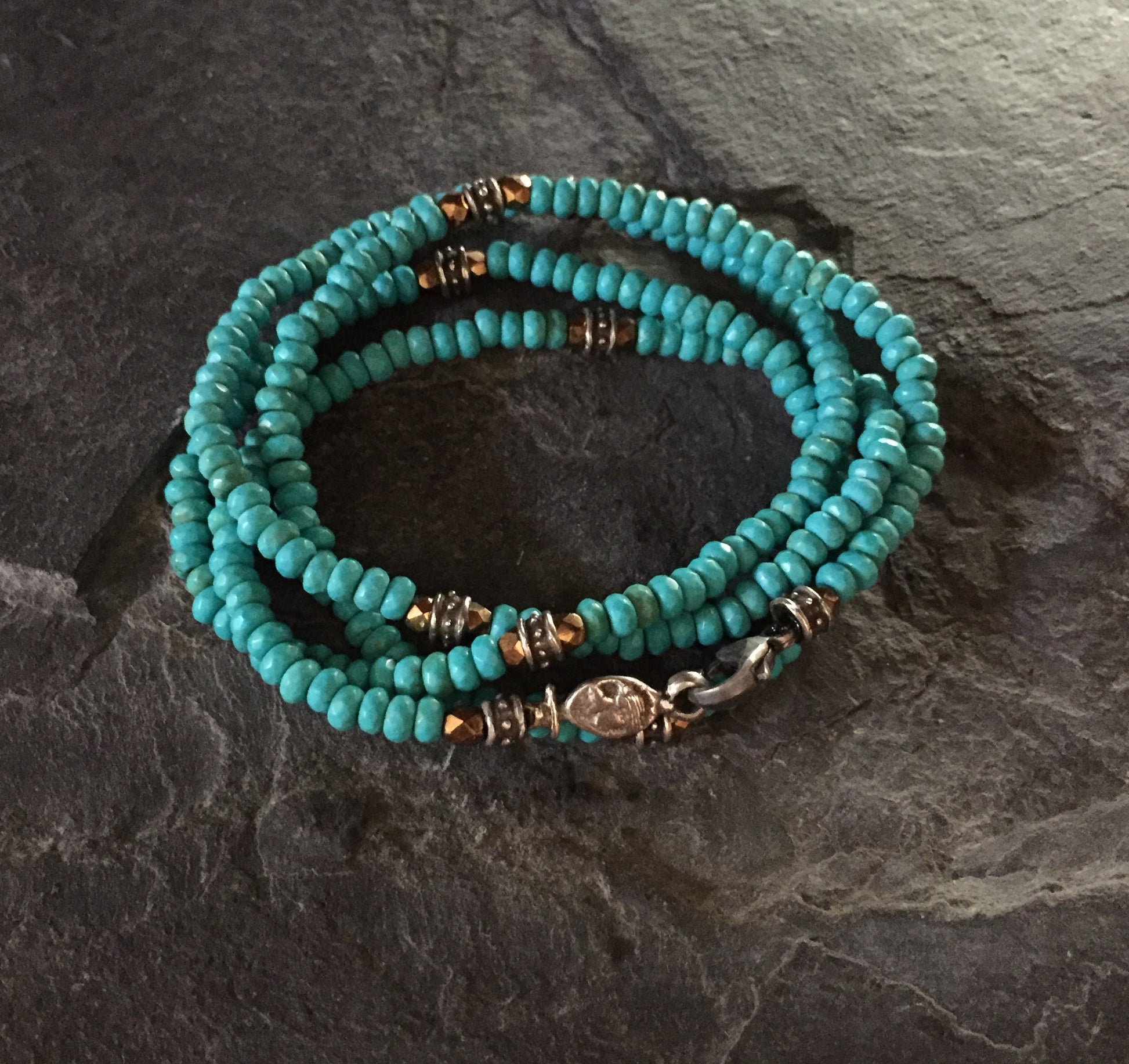 Bracelet - Blue Magnesite and Silver Roundels by R.Paul