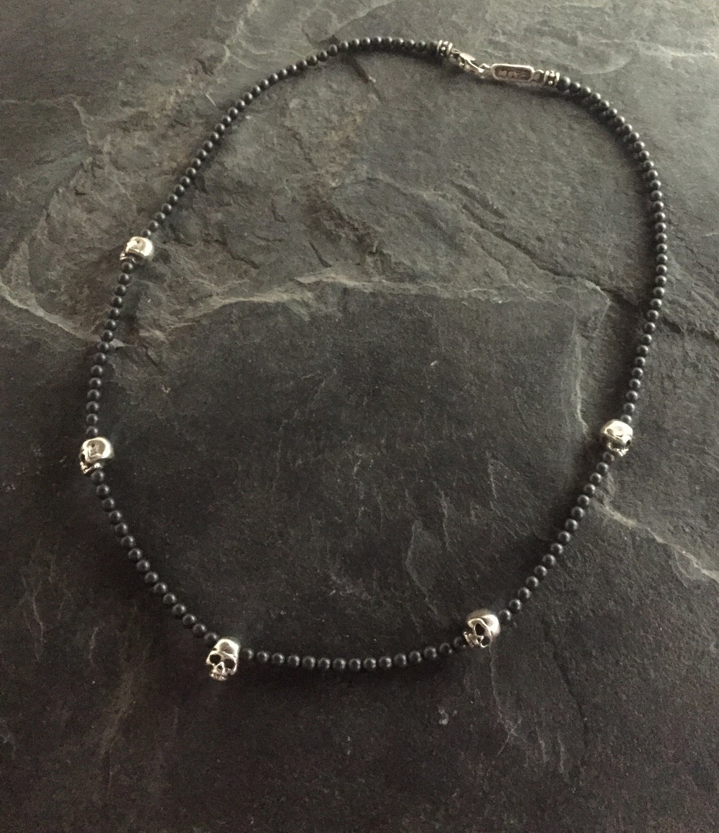 Necklace - Five Skulls w Hematite
