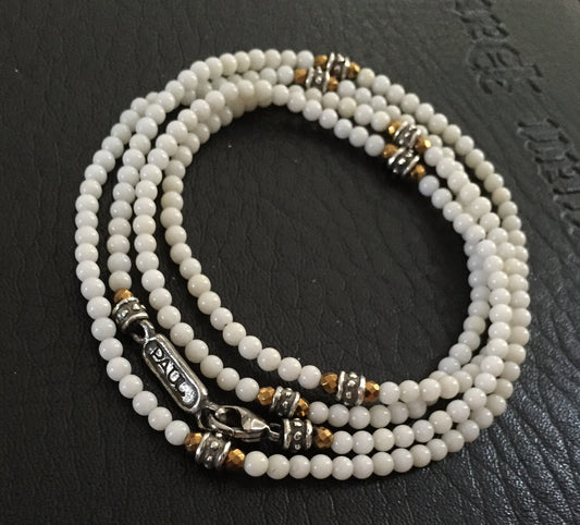 Bracelet - White coral and Silver Roundels