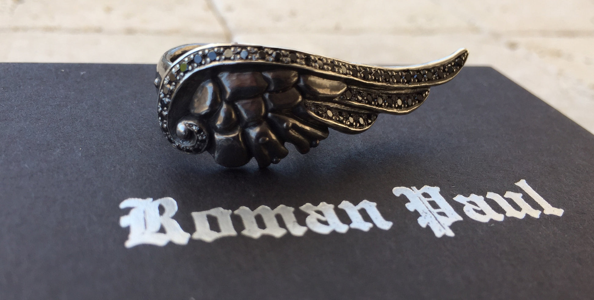 Ring - Sterling Silver Diamond Swan Wing by Roman Paul