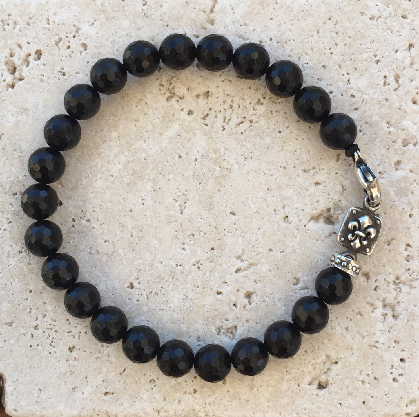 Roman Paul Fleur De Lis Sterling Silver & Onyx Beads