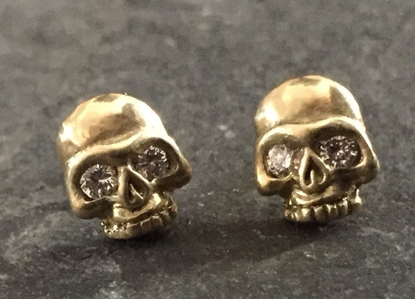 Earrings - 18k Gold Skulls & Diamonds