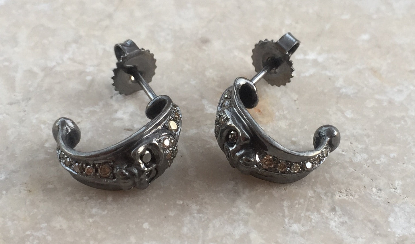 Earrings - Diamond Skull Hoops