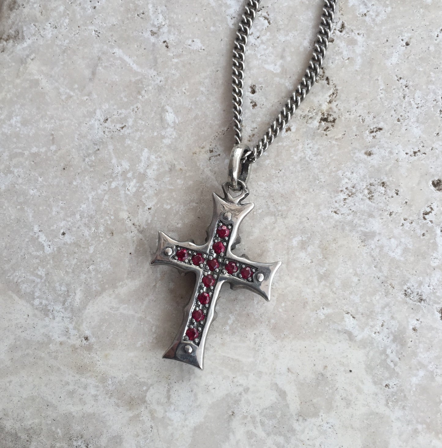 Sterling Silver Cross Necklace with Diamond