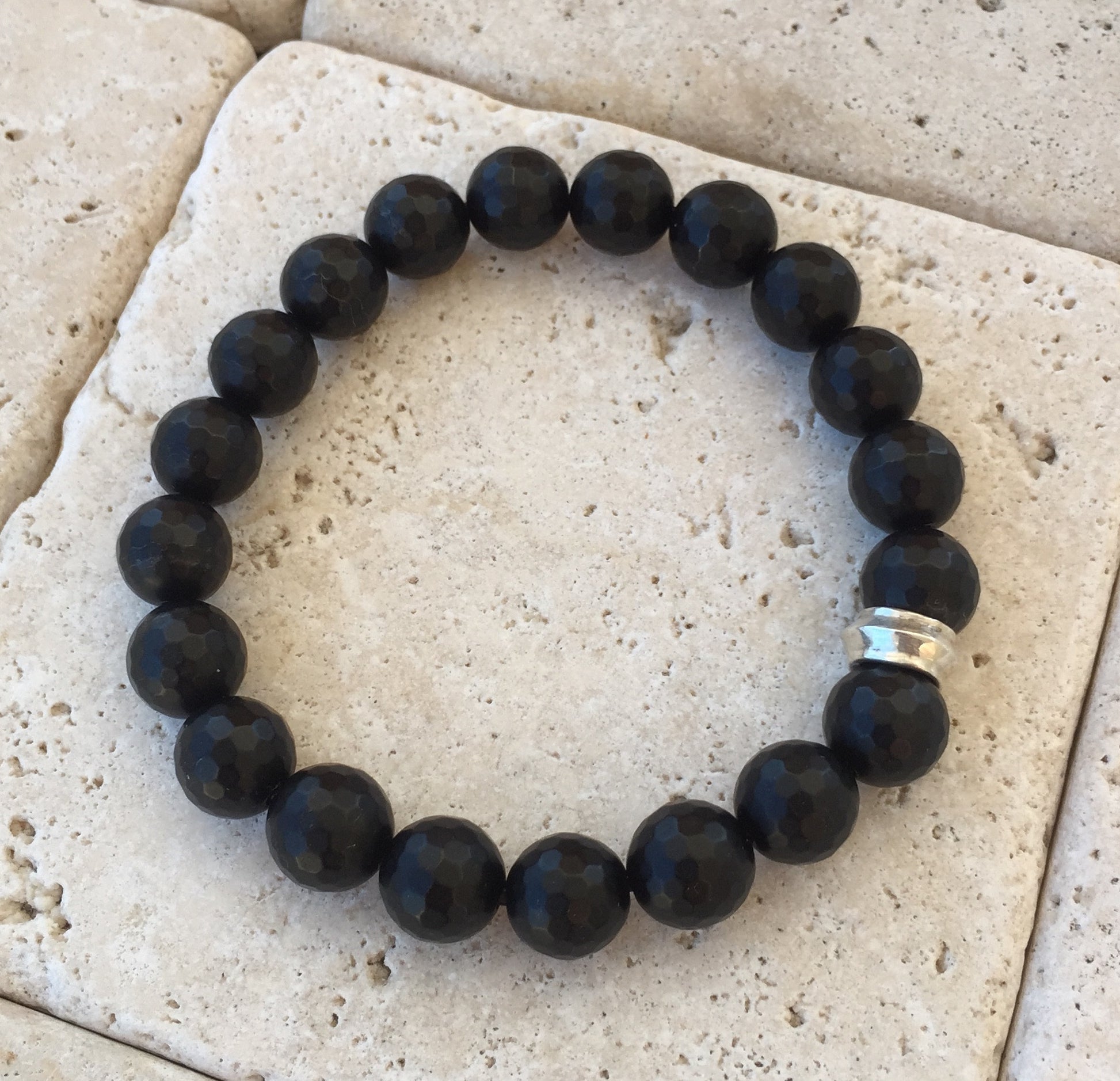Onyx Bracelet with Silver Rondel