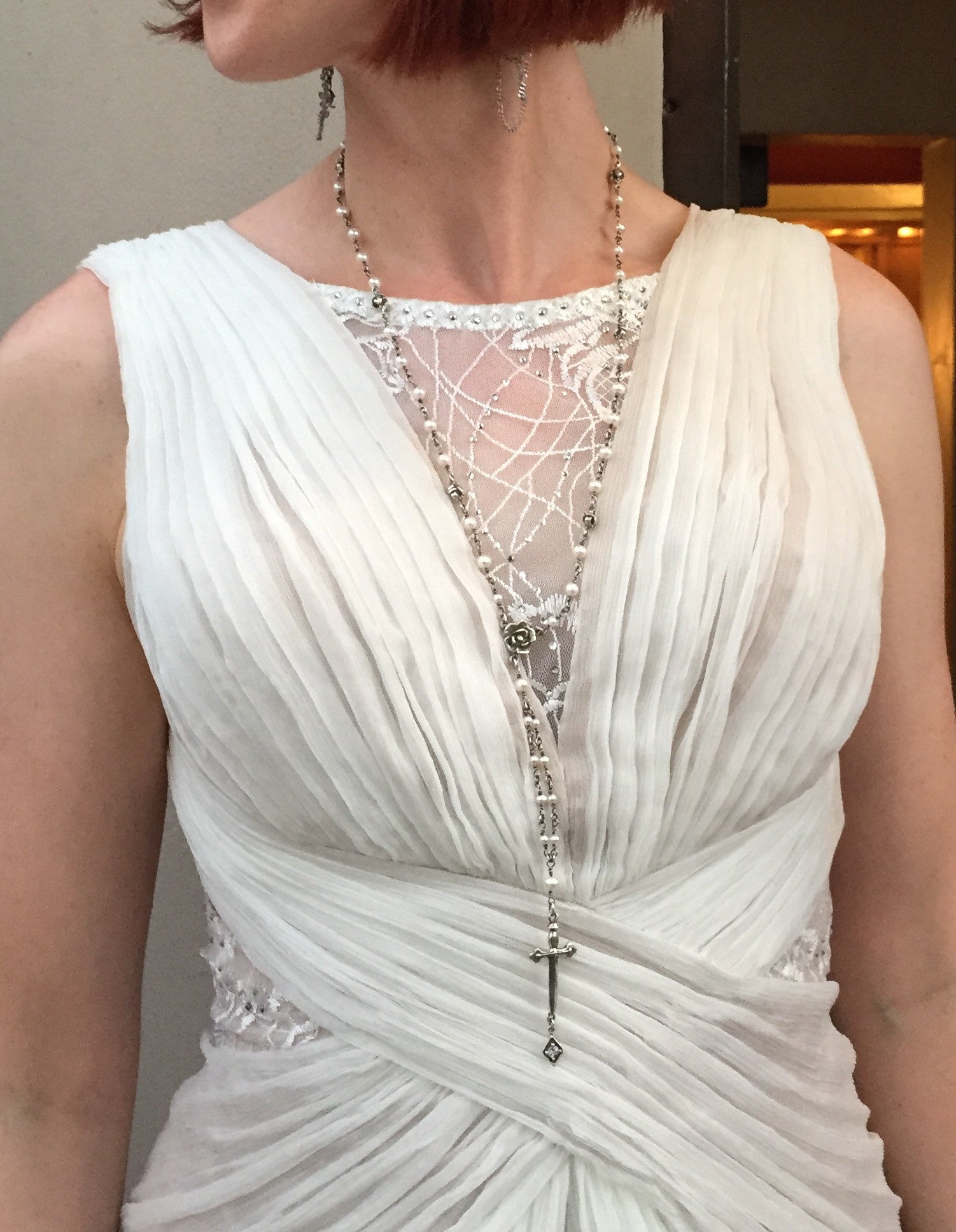 Sword and Rose Sapphire Pearl Necklace