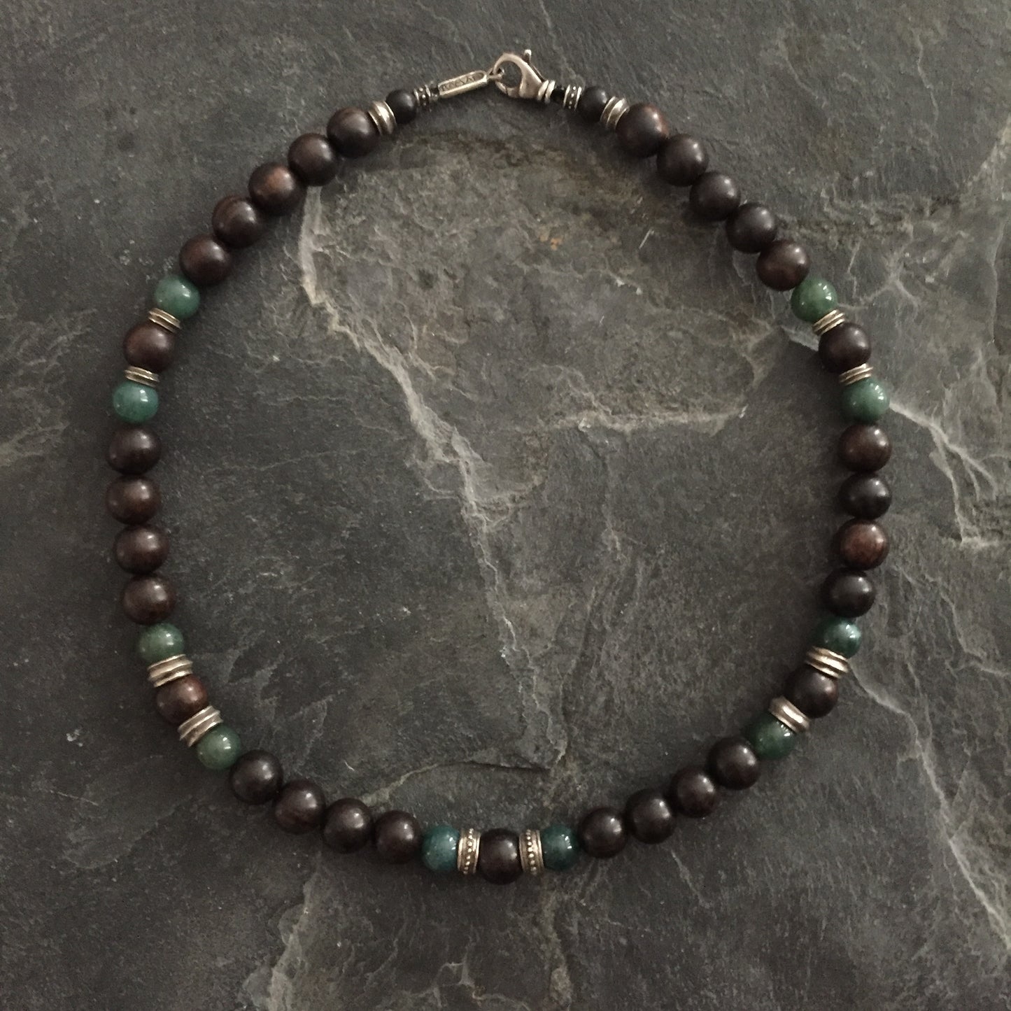 Necklace - Green Agate and Ebony