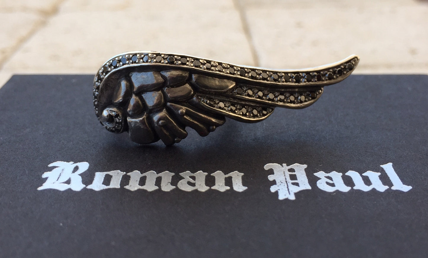 Designer Ring - Sterling Silver Diamond Swan Wing