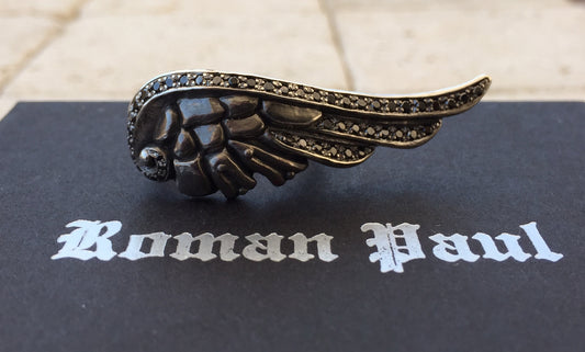 Designer Ring - Sterling Silver Diamond Swan Wing