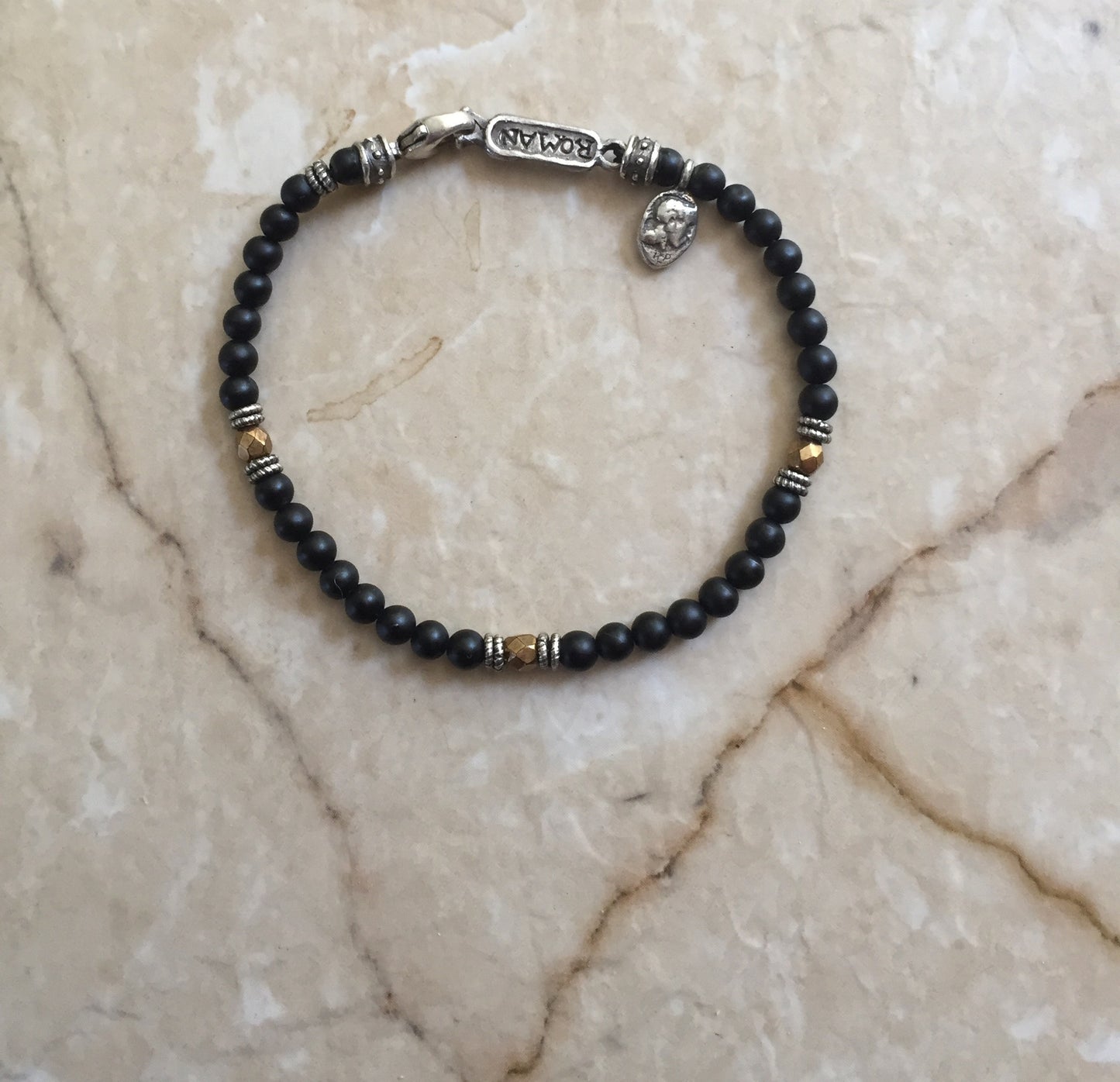 Bracelet - Silver Roundels w New Golden Hematite Beads