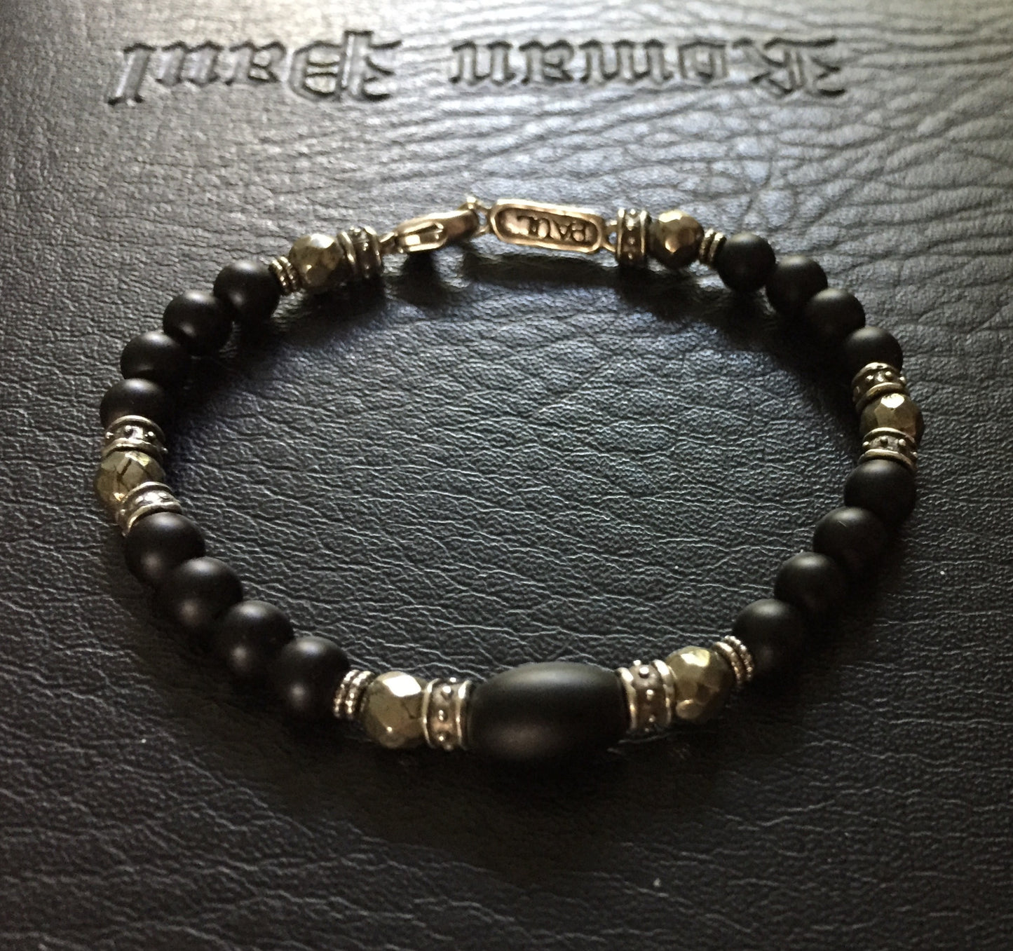 Bracelet - Onyx & Pyrite w Silver Roundels