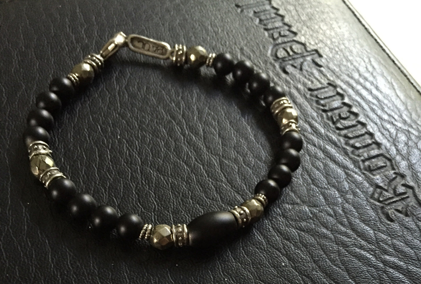 Bracelet - Onyx & Pyrite Roundels by Roman Paul