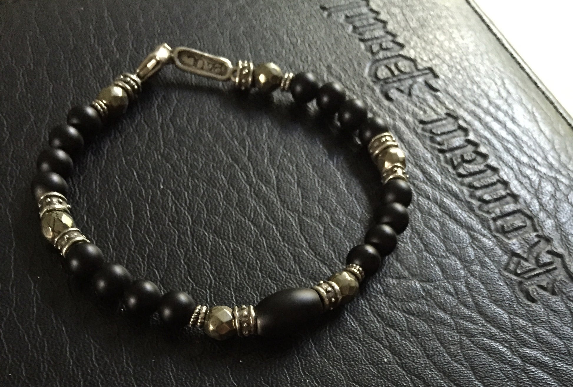 Bracelet - Onyx & Pyrite Roundels by Roman Paul